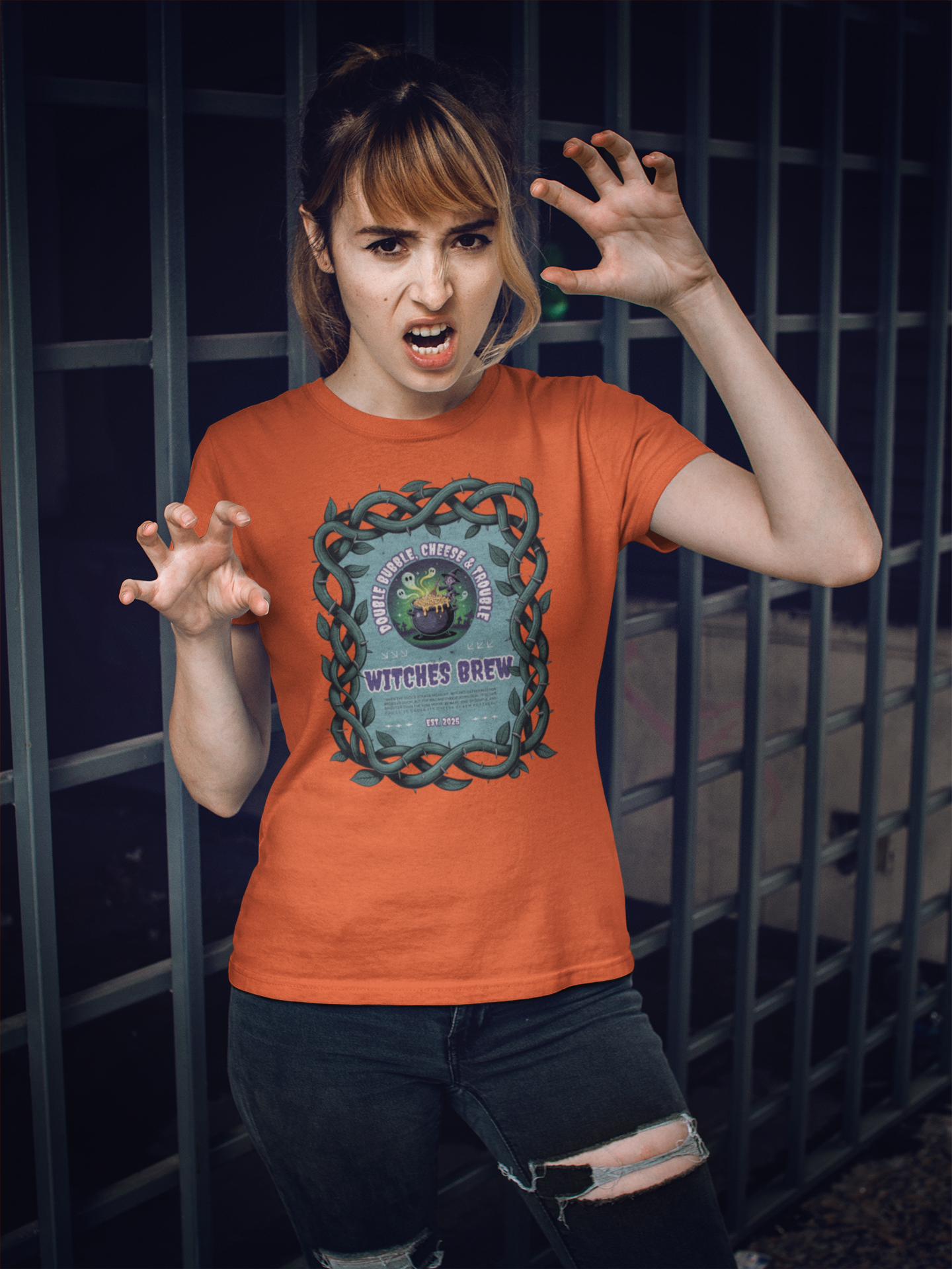 Witches Brew Halloween Tee – Bubbling Mac n’ Cheese Mischief