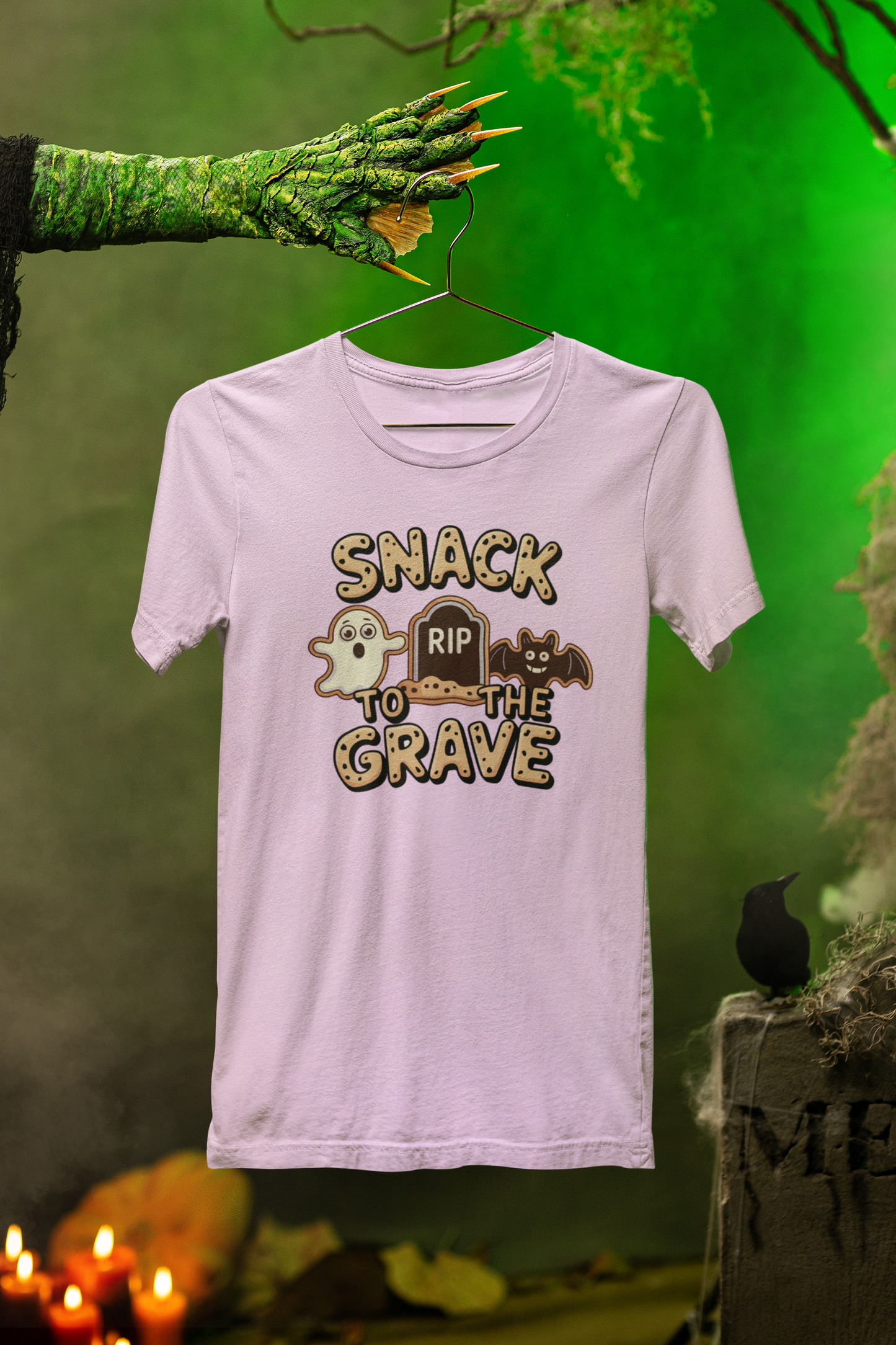 Snack To The Grave Tee – Spooky Cookie Style for Halloween Snackers