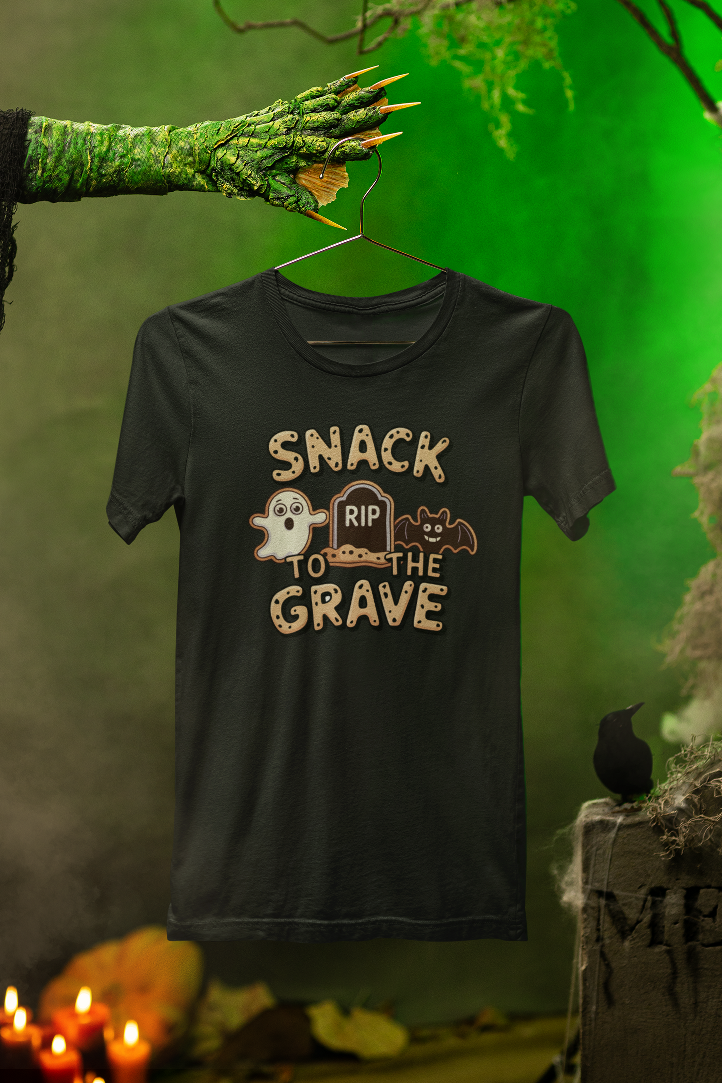 Snack To The Grave Tee – Spooky Cookie Style for Halloween Snackers