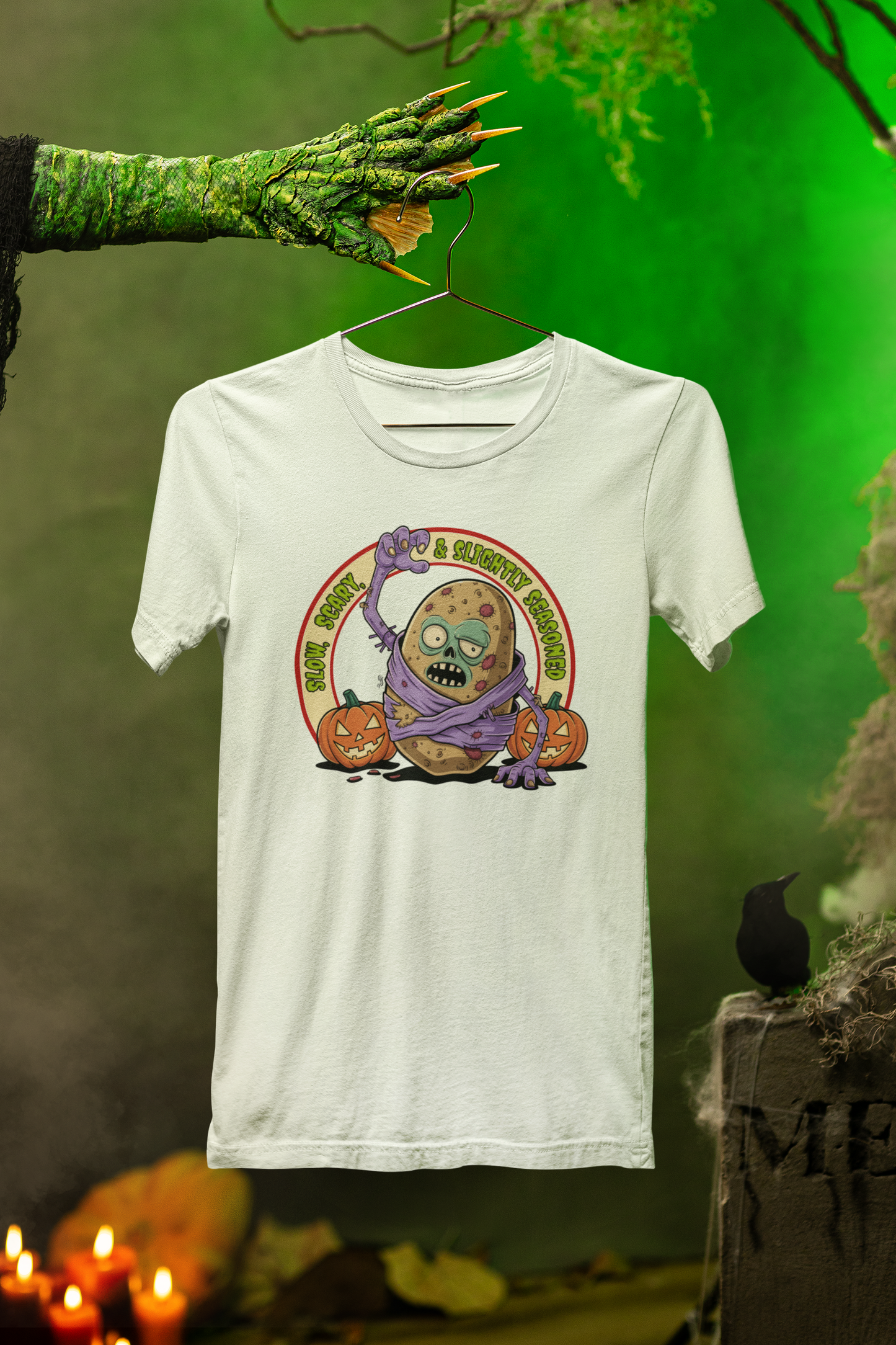 Slightly Seasoned Zombie Tater Tee – Spooky Halloween Style