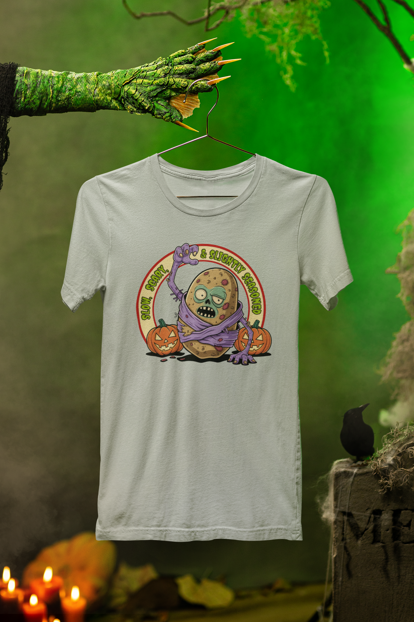 Slightly Seasoned Zombie Tater Tee – Spooky Halloween Style