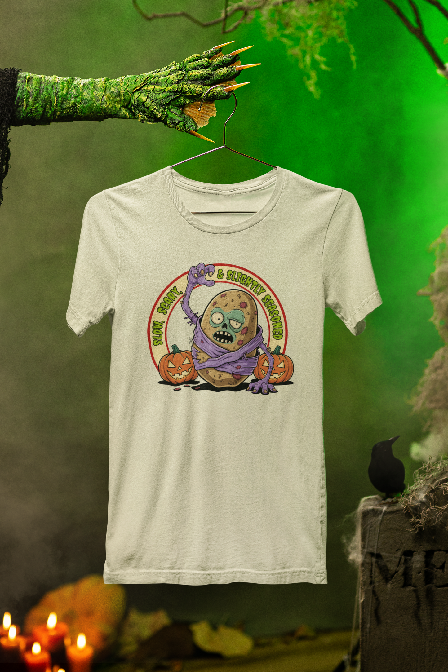 Slightly Seasoned Zombie Tater Tee – Spooky Halloween Style