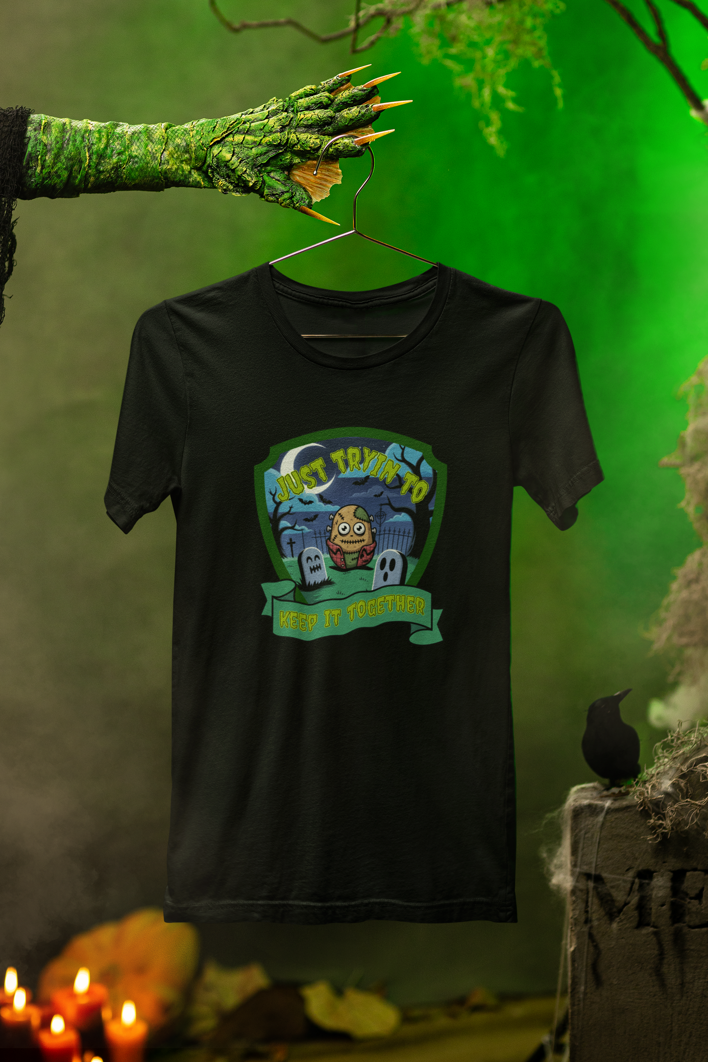 Just Tryin’ To Keep It Together Tee – Franken-Spud Style for Halloween Fun