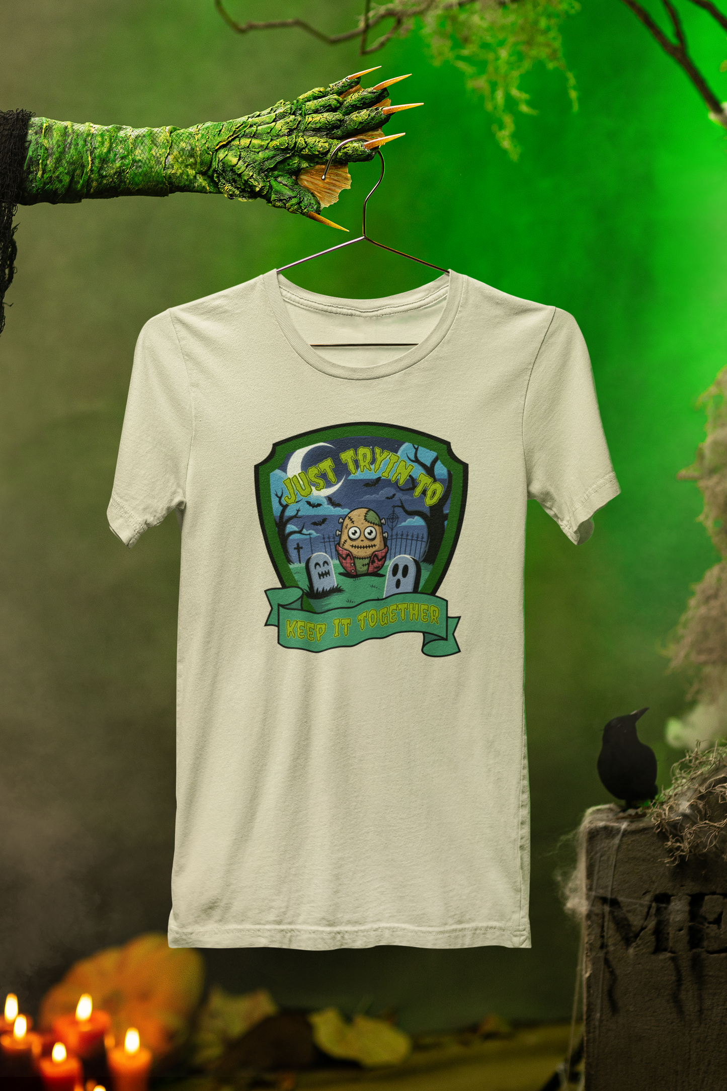 Just Tryin’ To Keep It Together Tee – Franken-Spud Style for Halloween Fun