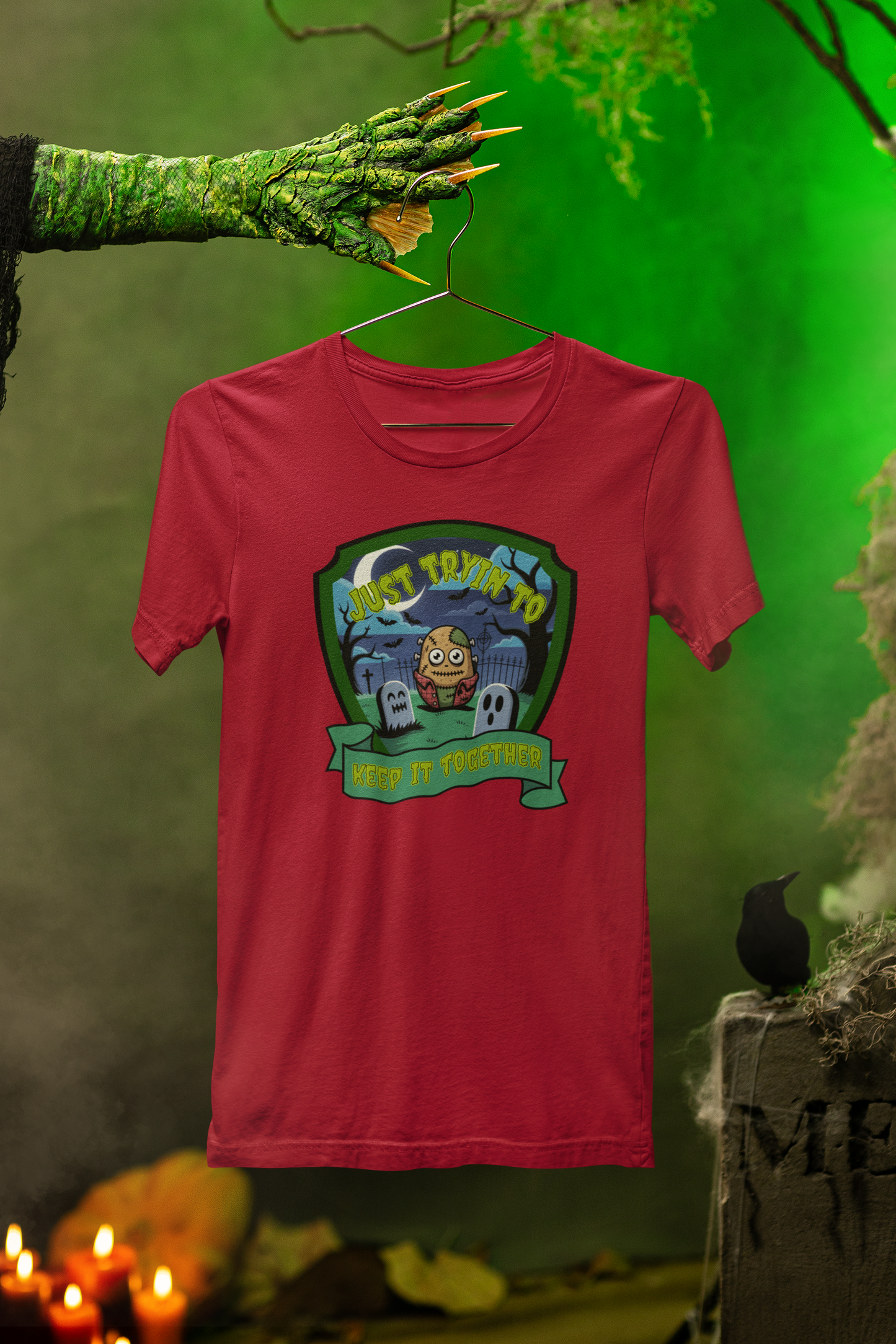 Just Tryin’ To Keep It Together Tee – Franken-Spud Style for Halloween Fun