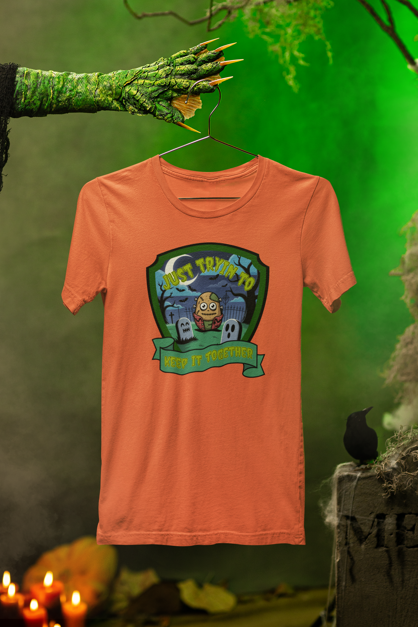 Just Tryin’ To Keep It Together Tee – Franken-Spud Style for Halloween Fun