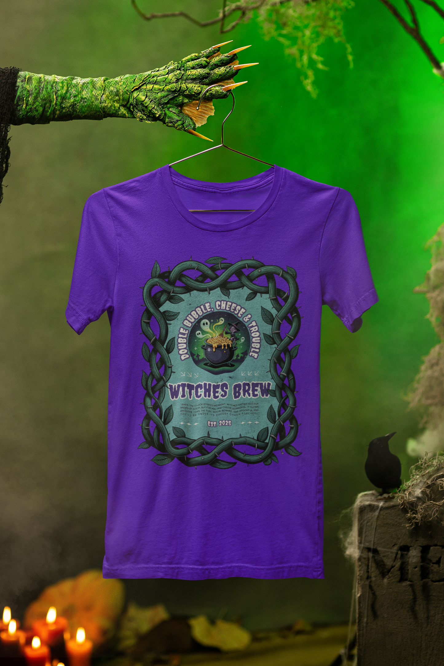 Witches Brew Halloween Tee – Bubbling Mac n’ Cheese Mischief