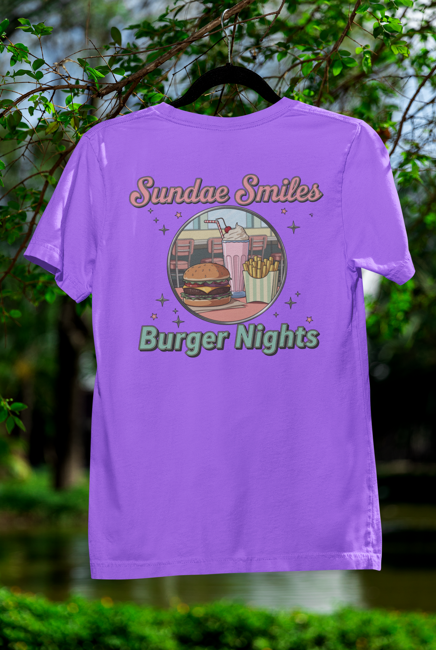 Sundae Smiles & Burger Nights Retro Tee – Nostalgic Cartoon Style for Foodie Fun
