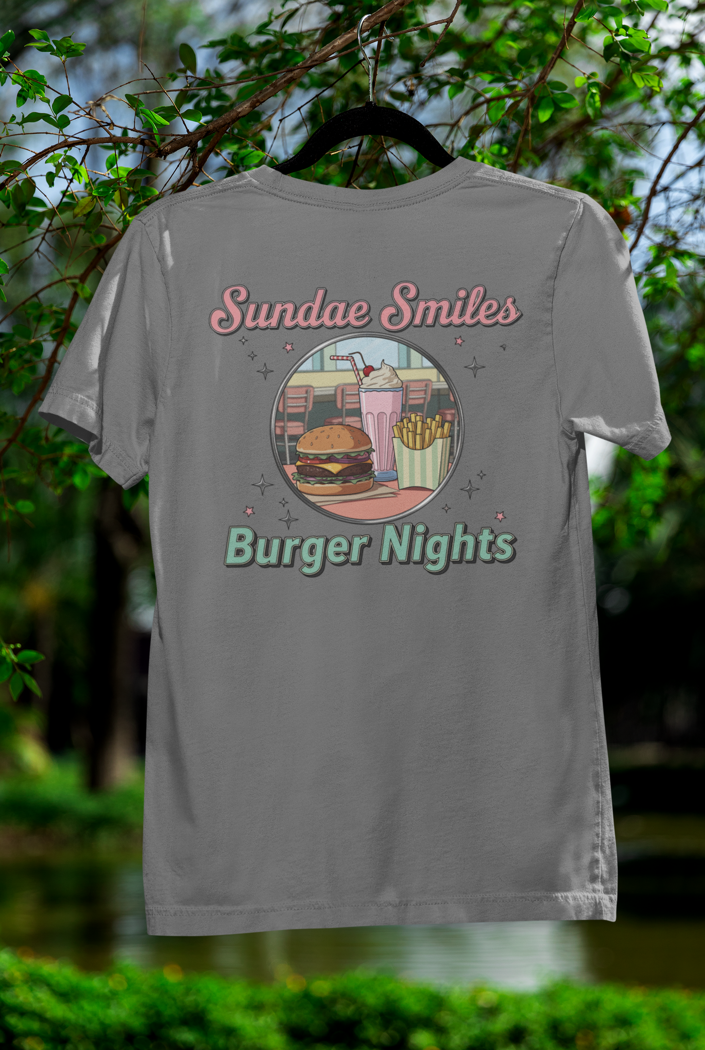 Sundae Smiles & Burger Nights Retro Tee – Nostalgic Cartoon Style for Foodie Fun