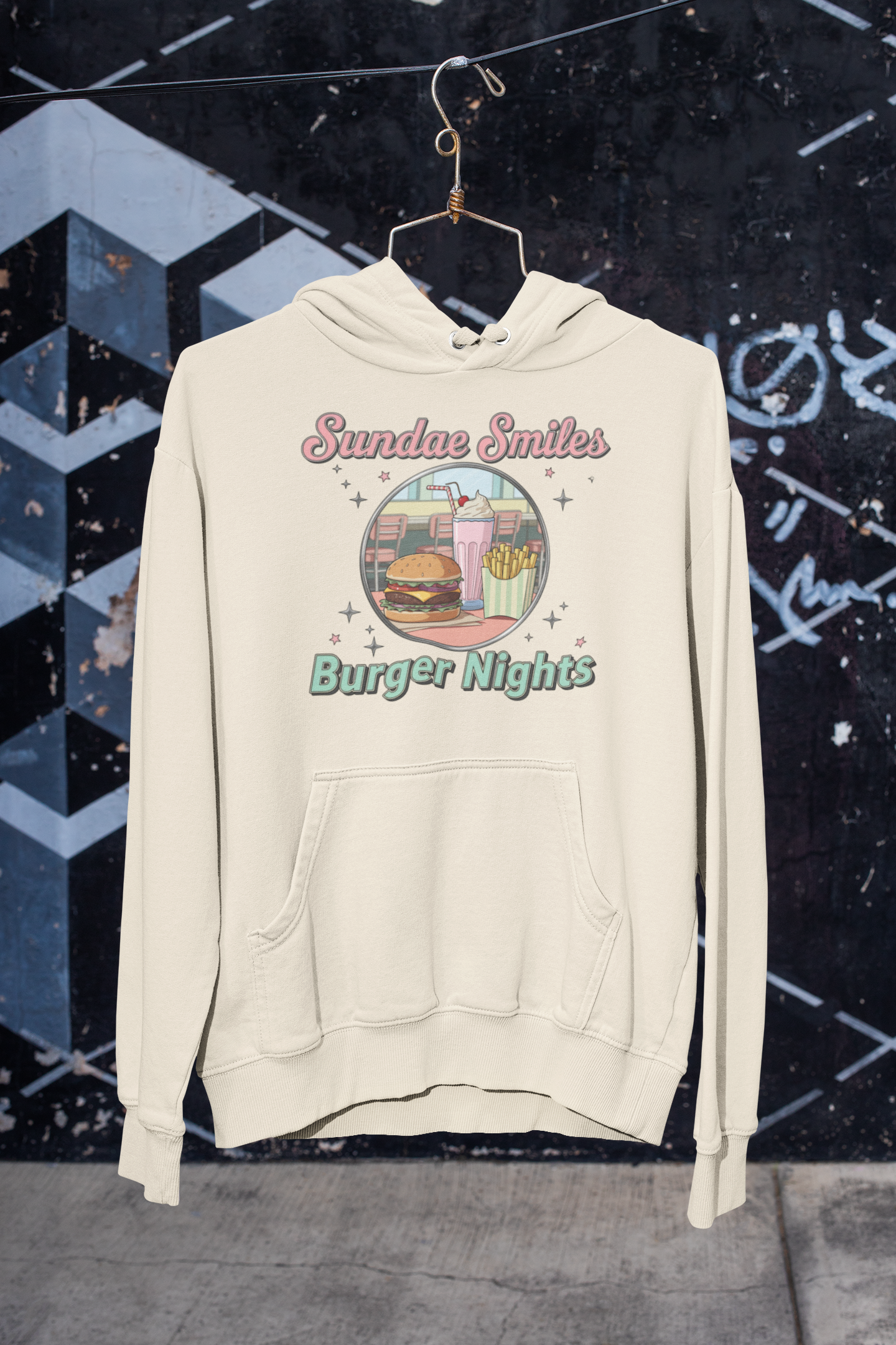 Sundae Smiles & Burger Nights Retro Hoodie