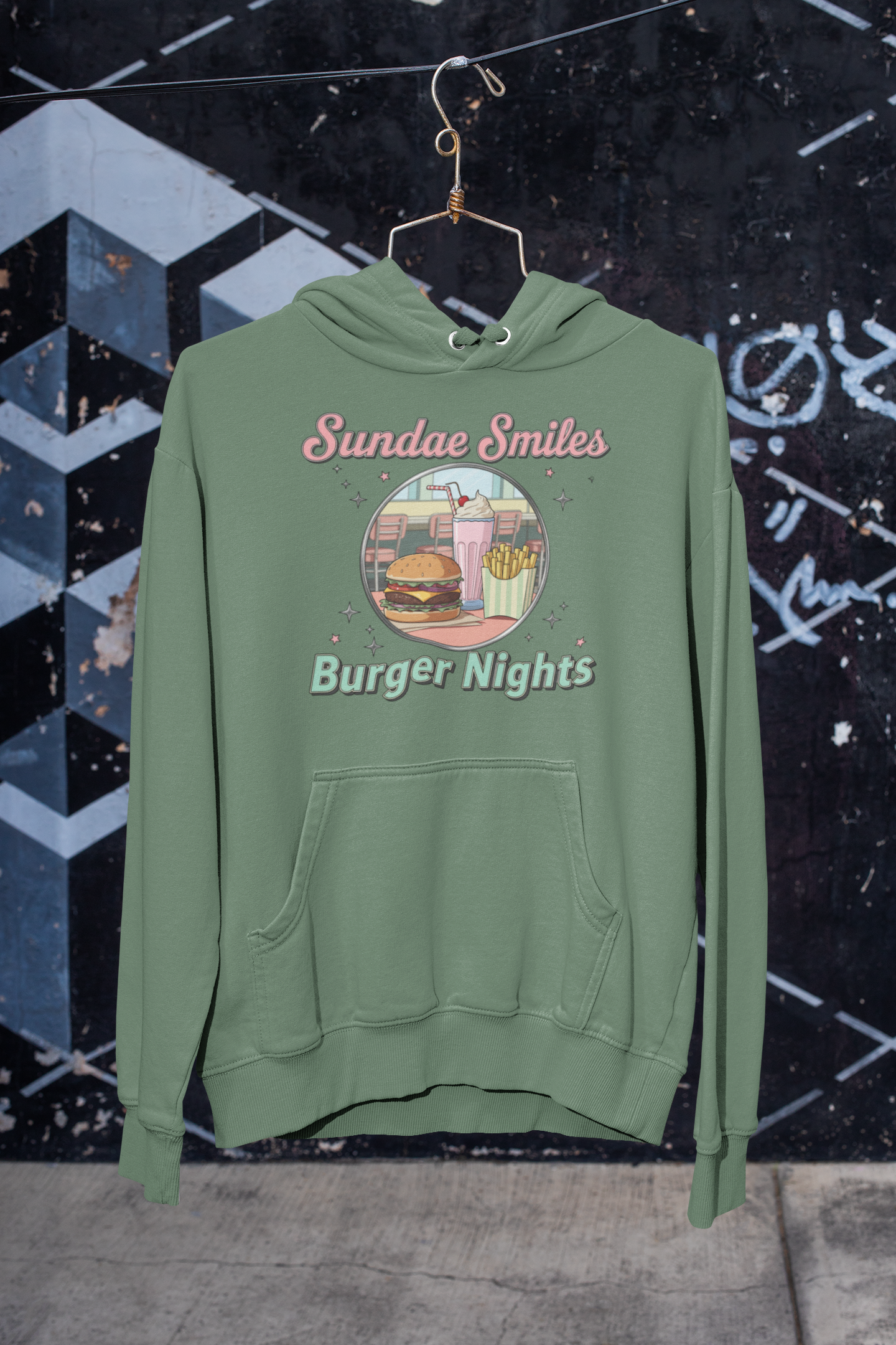 Sundae Smiles & Burger Nights Retro Hoodie