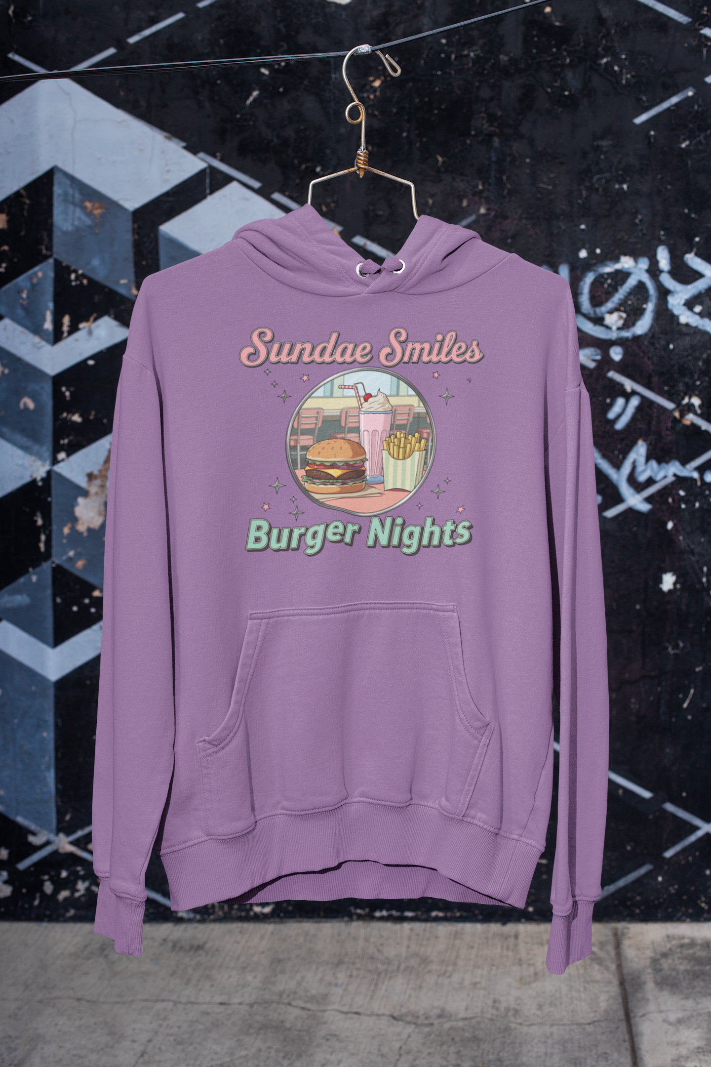 Sundae Smiles & Burger Nights Retro Hoodie