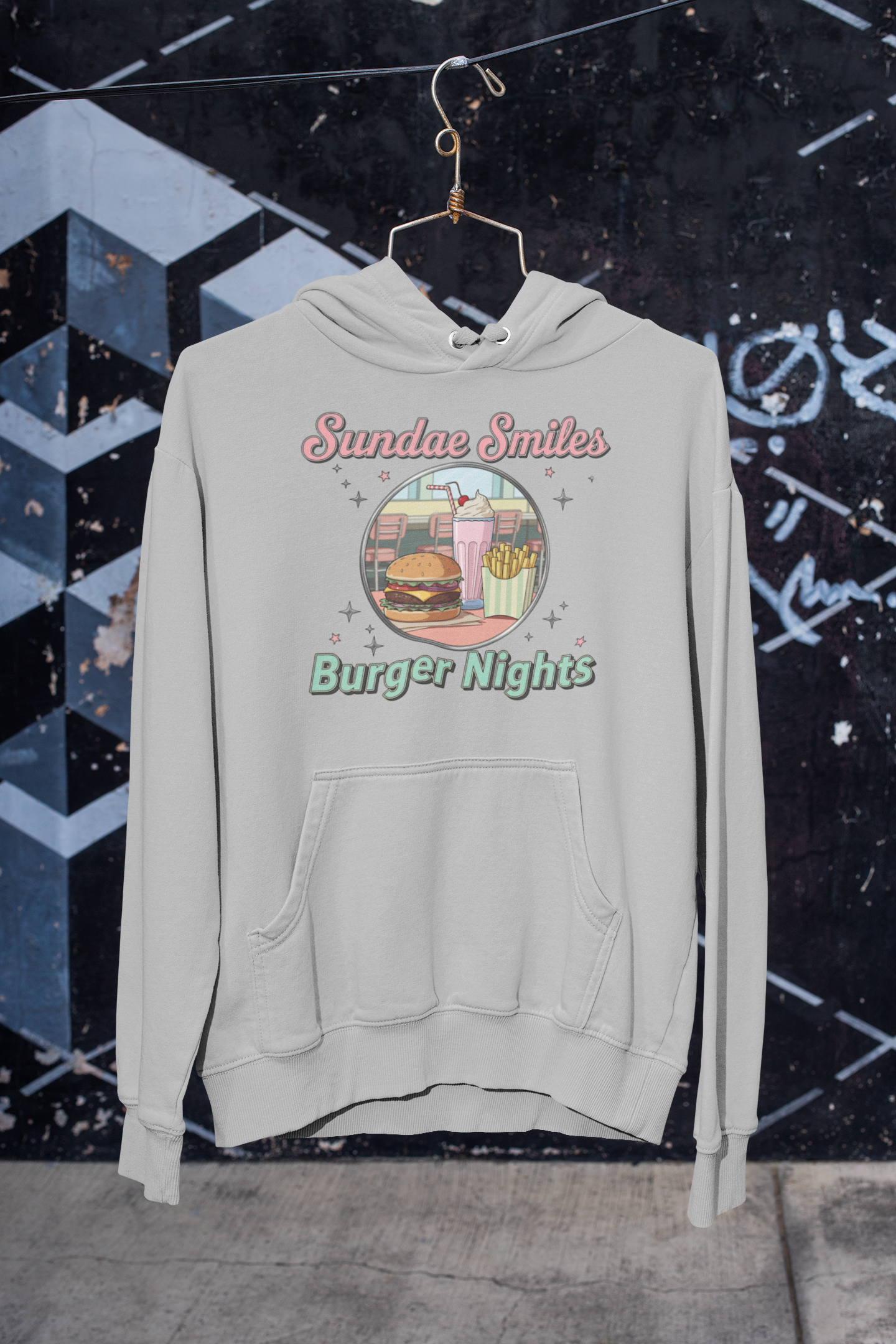 Sundae Smiles & Burger Nights Retro Hoodie