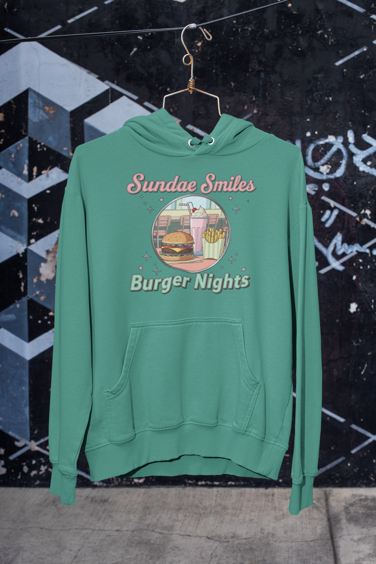 Sundae Smiles & Burger Nights Retro Hoodie