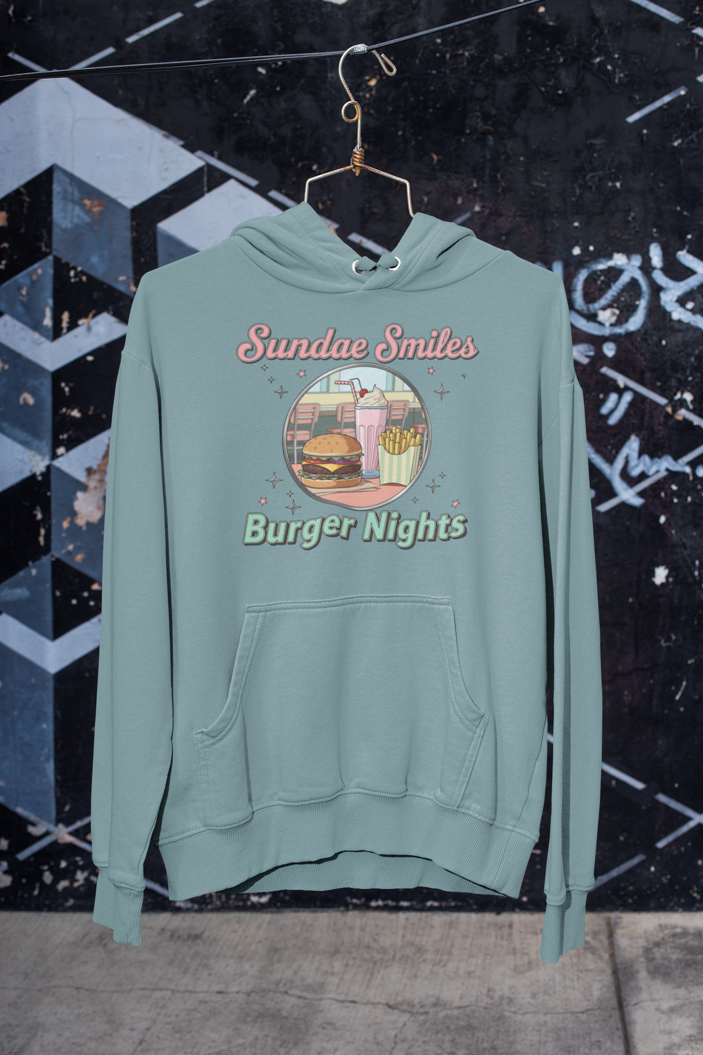 Sundae Smiles & Burger Nights Retro Hoodie
