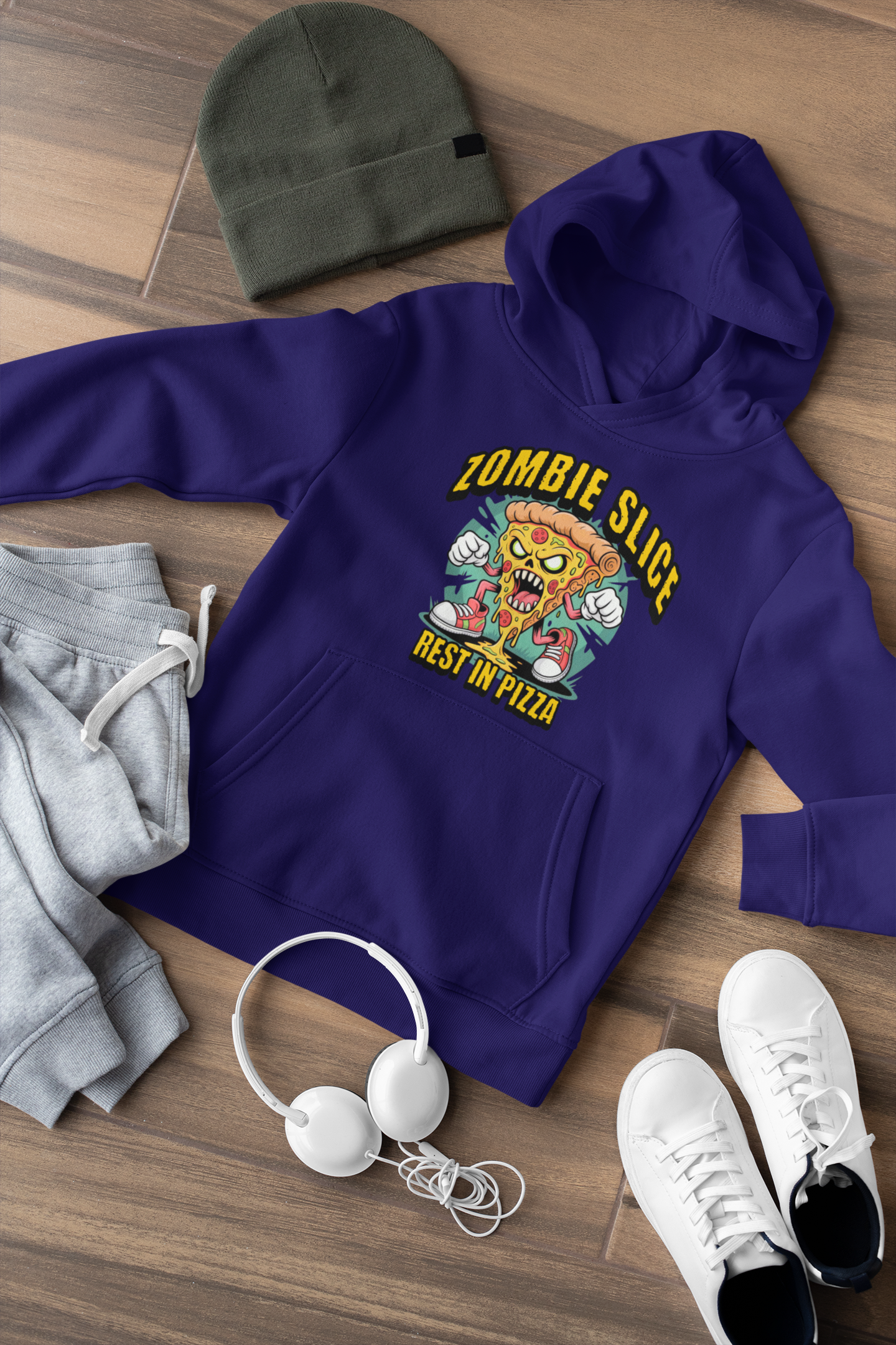 Rest In Pizza Zombie Kids Hoodie