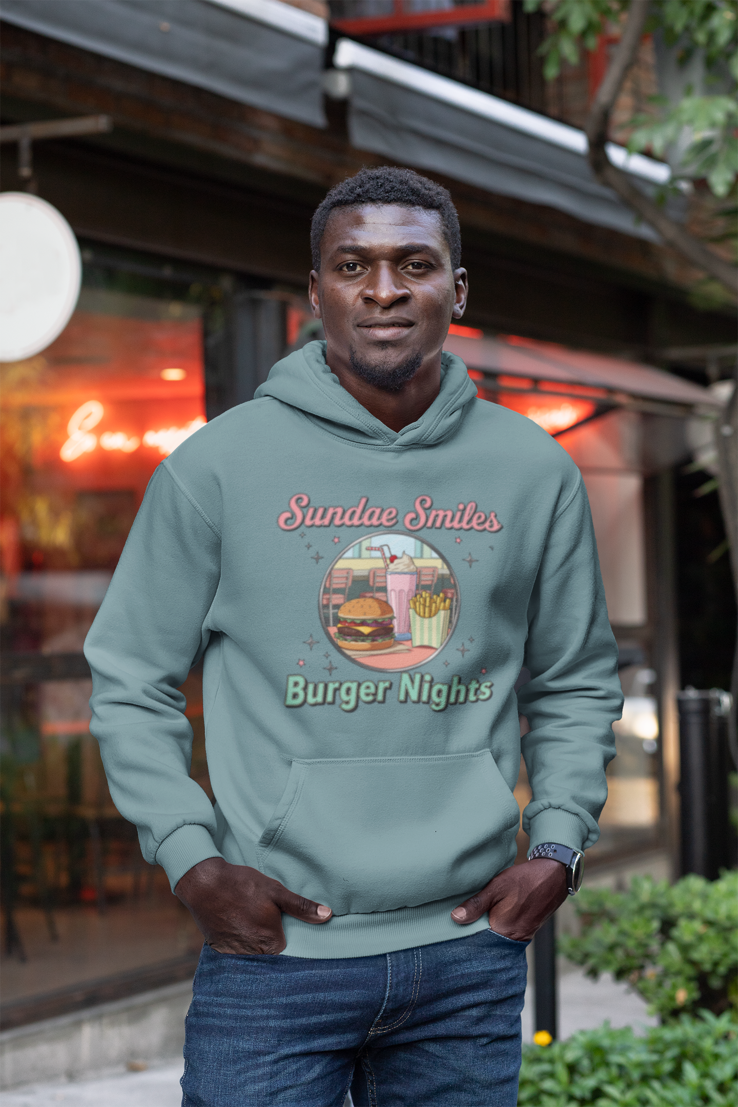 Sundae Smiles & Burger Nights Retro Hoodie