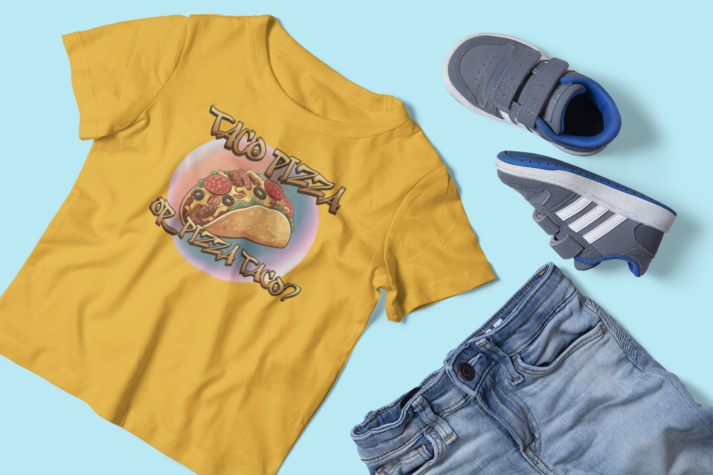 The Great Taco Pizza Debate Kids Tee