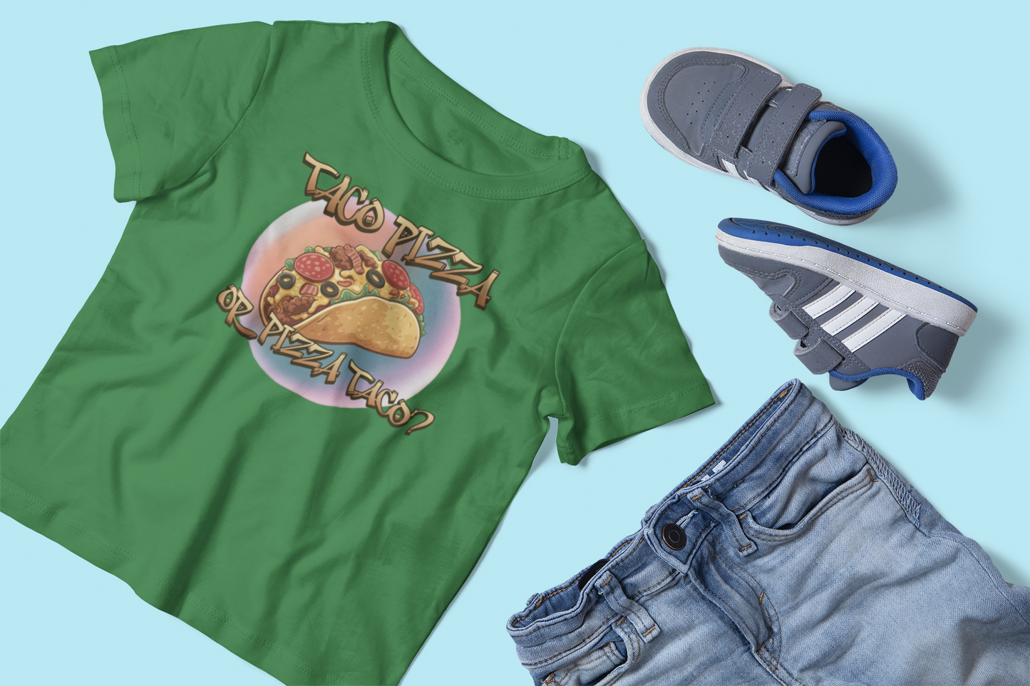 The Great Taco Pizza Debate Kids Tee
