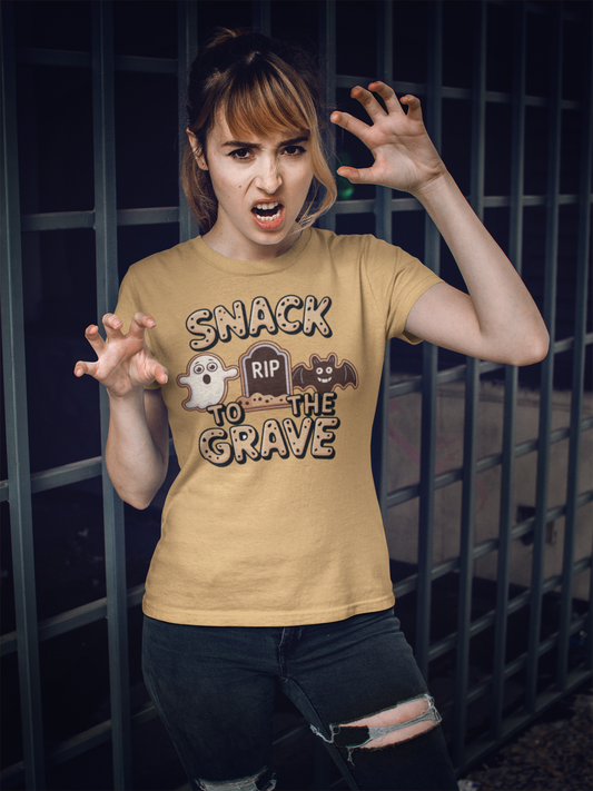 Snack To The Grave Tee – Spooky Cookie Style for Halloween Snackers