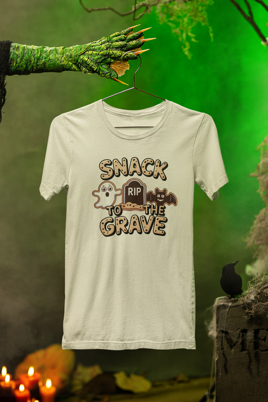 Snack To The Grave Tee – Spooky Cookie Style for Halloween Snackers