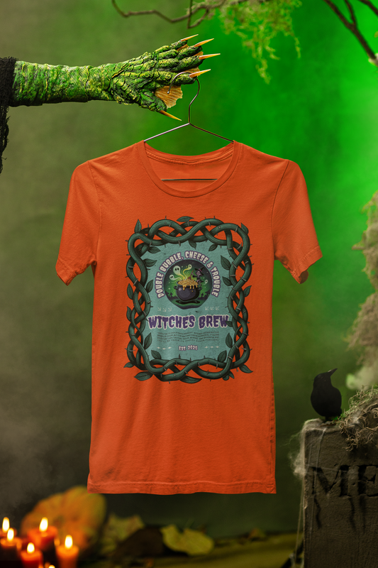 Witches Brew Halloween Tee – Bubbling Mac n’ Cheese Mischief