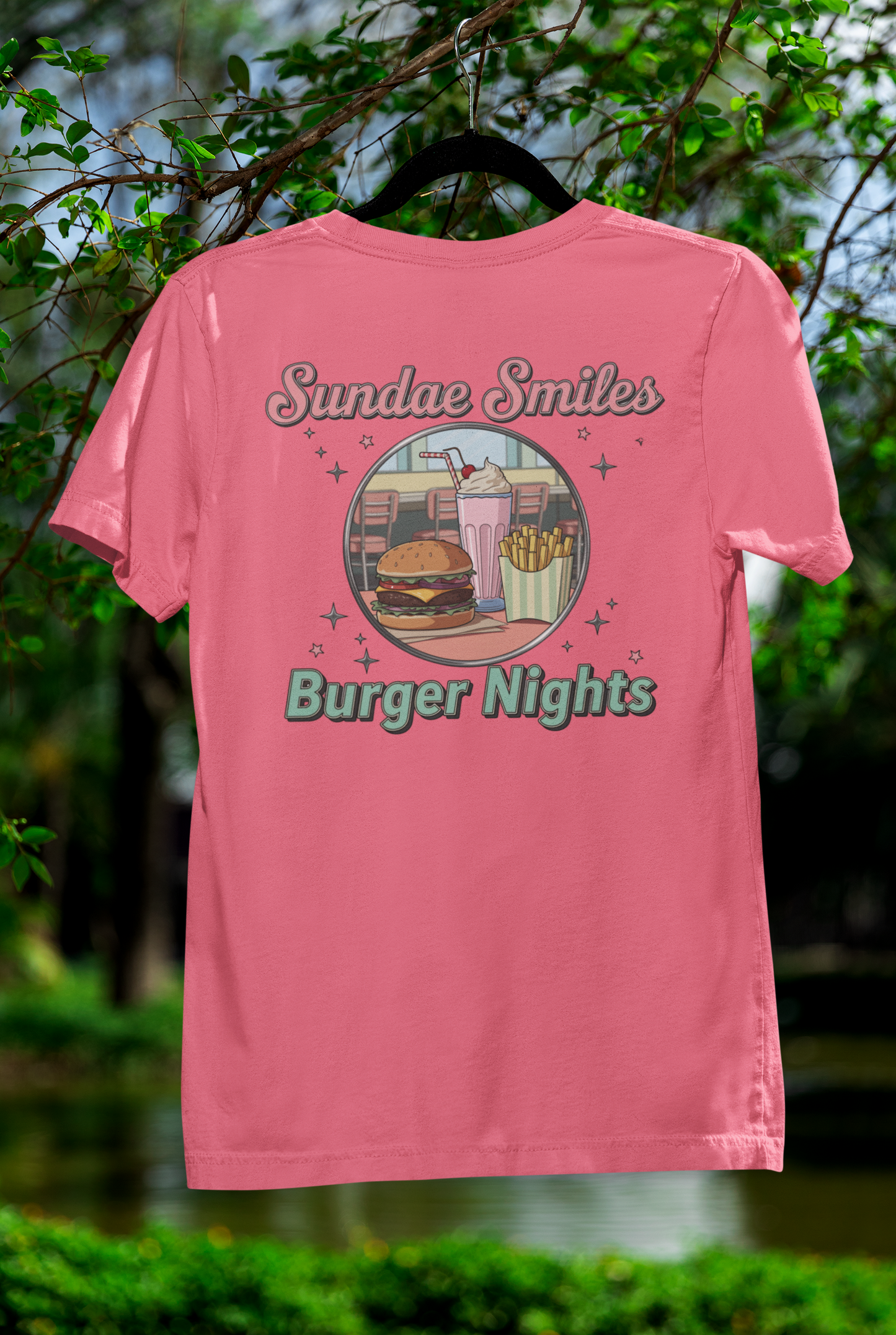 Sundae Smiles & Burger Nights Retro Tee – Nostalgic Cartoon Style for Foodie Fun