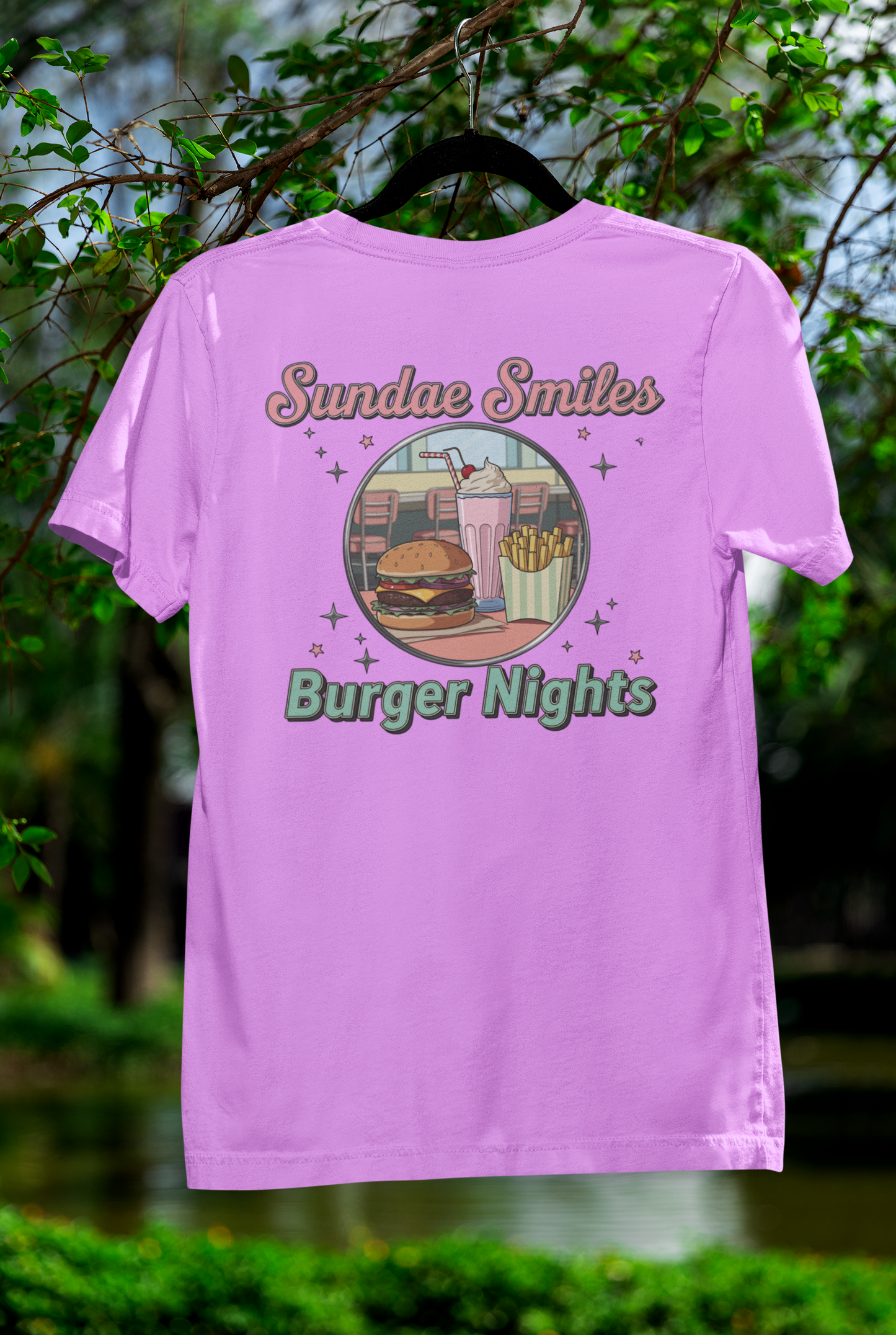 Sundae Smiles & Burger Nights Retro Tee – Nostalgic Cartoon Style for Foodie Fun