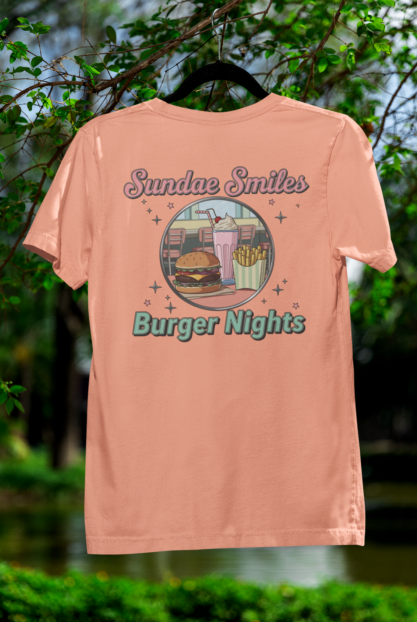 Sundae Smiles & Burger Nights Retro Tee – Nostalgic Cartoon Style for Foodie Fun