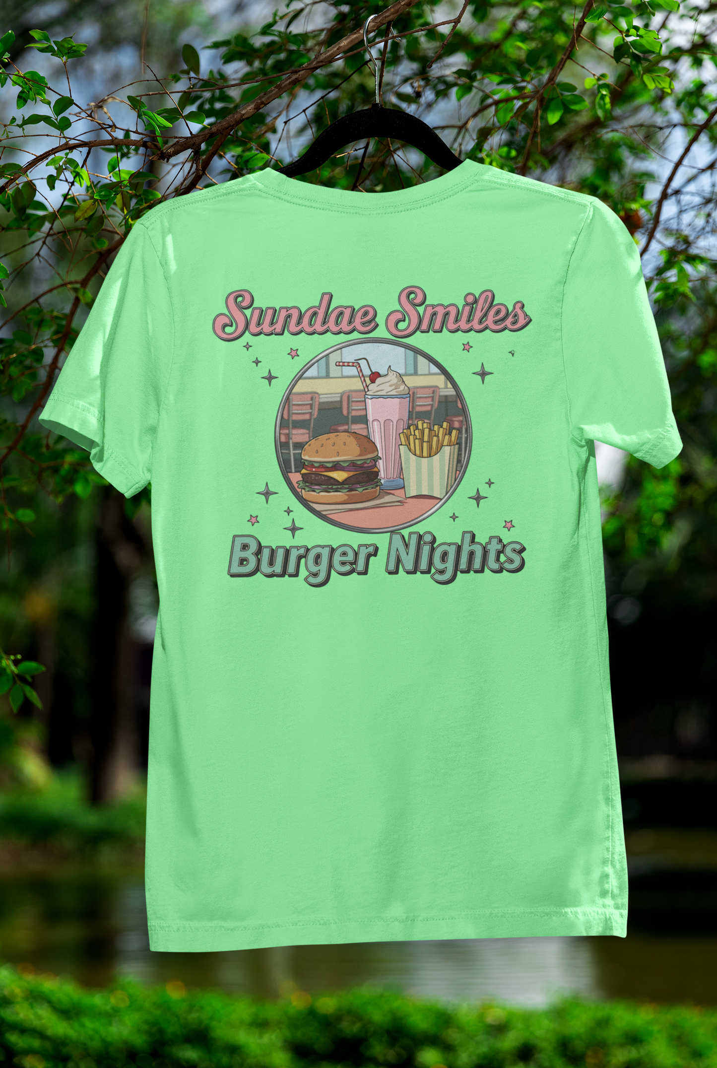 Sundae Smiles & Burger Nights Retro Tee – Nostalgic Cartoon Style for Foodie Fun