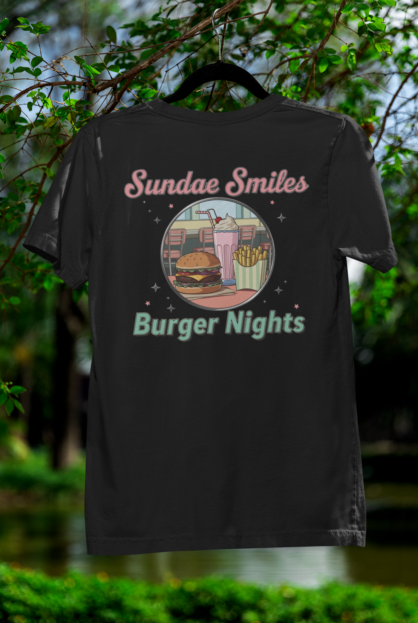 Sundae Smiles & Burger Nights Retro Tee – Nostalgic Cartoon Style for Foodie Fun