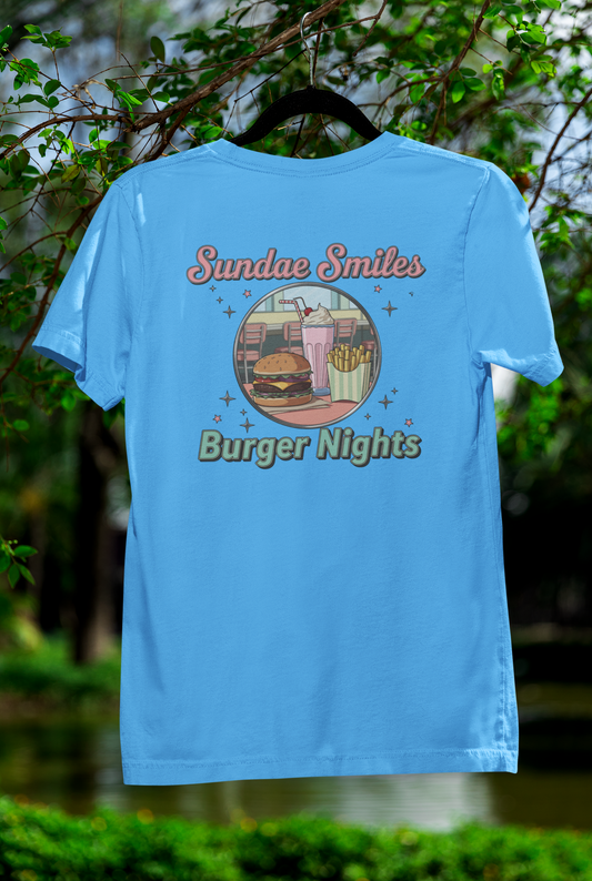 Sundae Smiles & Burger Nights Retro Tee – Nostalgic Cartoon Style for Foodie Fun