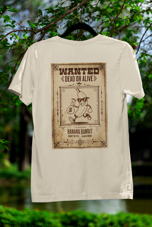 Banana Bandit ‘Wanted’ Tee – Playful Outlaw Style for Snack Lovers